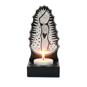 Candelabro Portavelas Virgen María Metálico